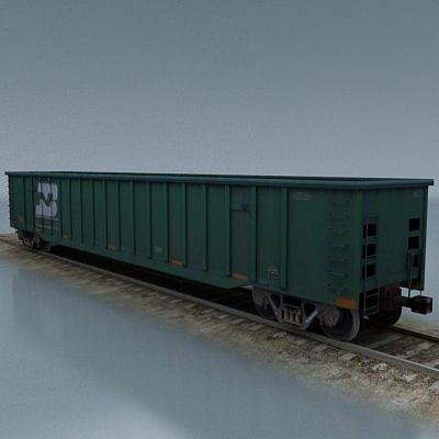 rail wagon 6 Low-poly 3D model_4