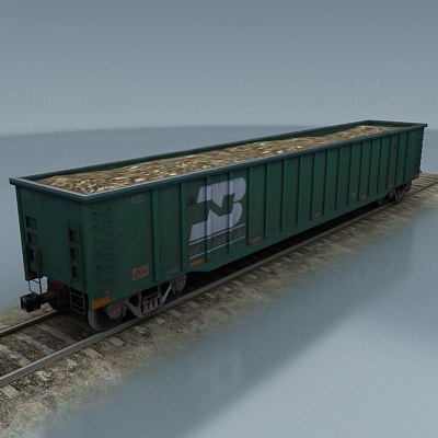 rail wagon 6 Low-poly 3D model_2