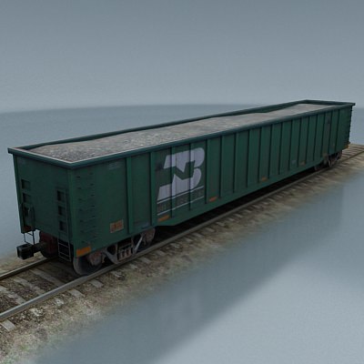 rail wagon 6 Low-poly 3D model_1