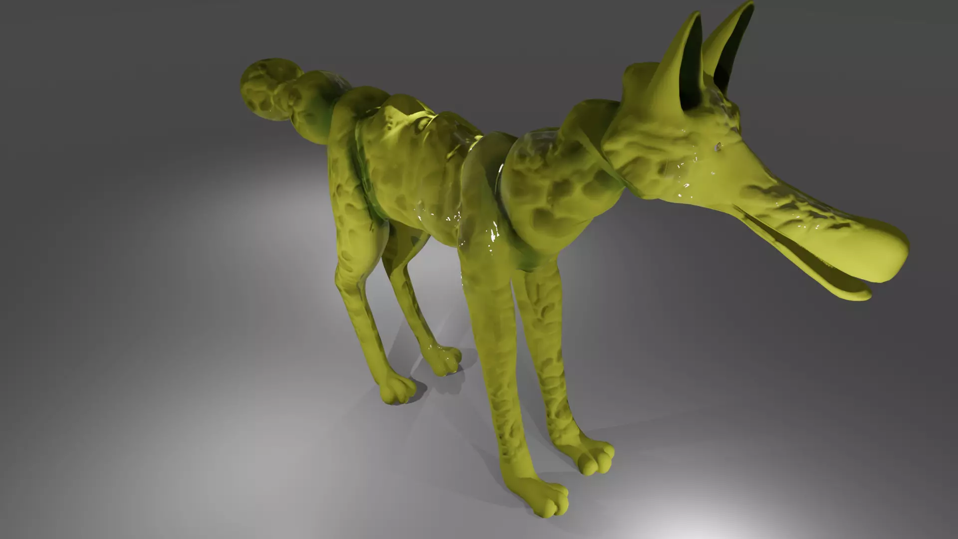 Yellow seahorse wolf hybrid creature monster Free 3D model