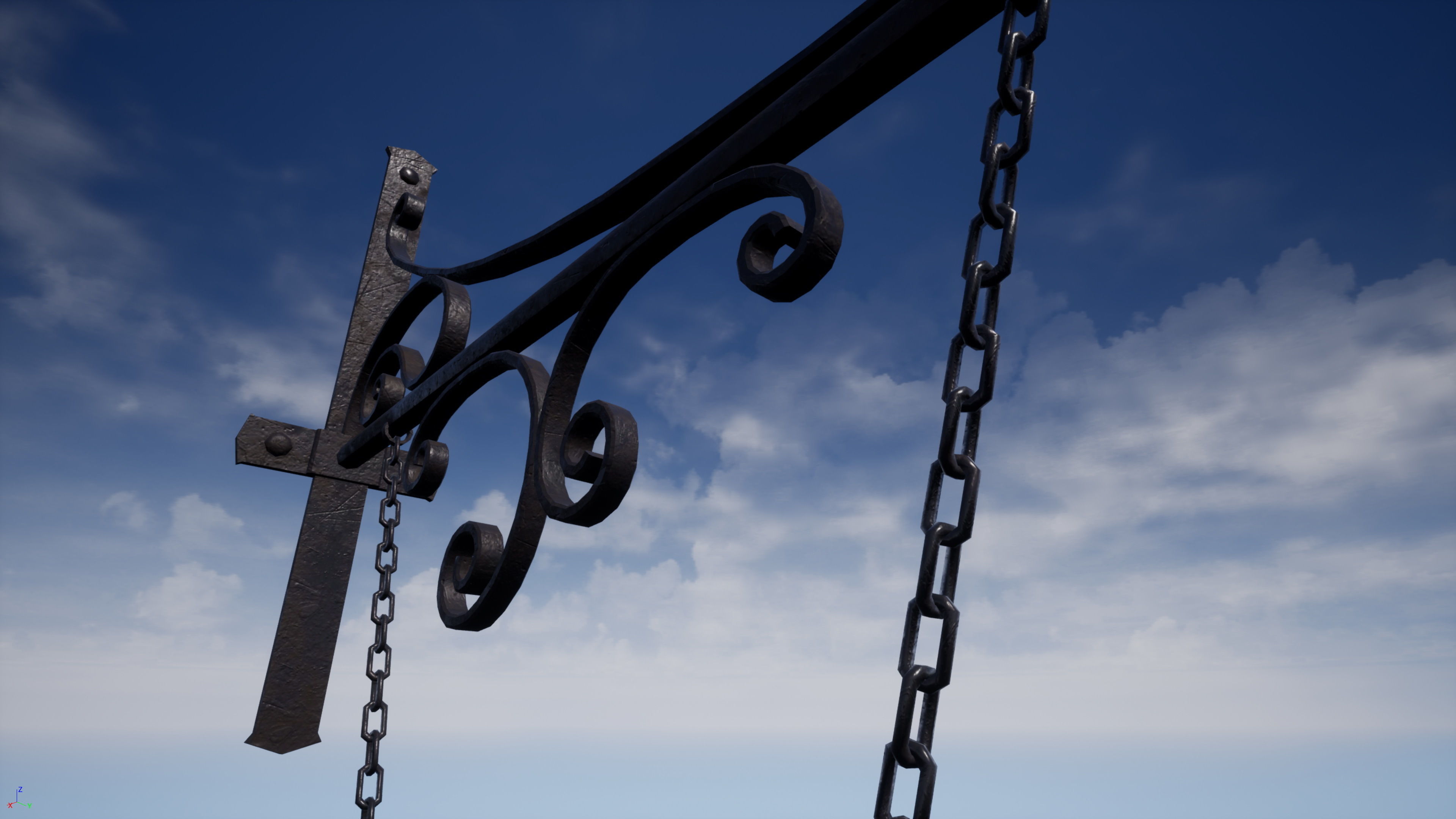 Medieval Tavern Pub Sign Low-poly 3D model_4