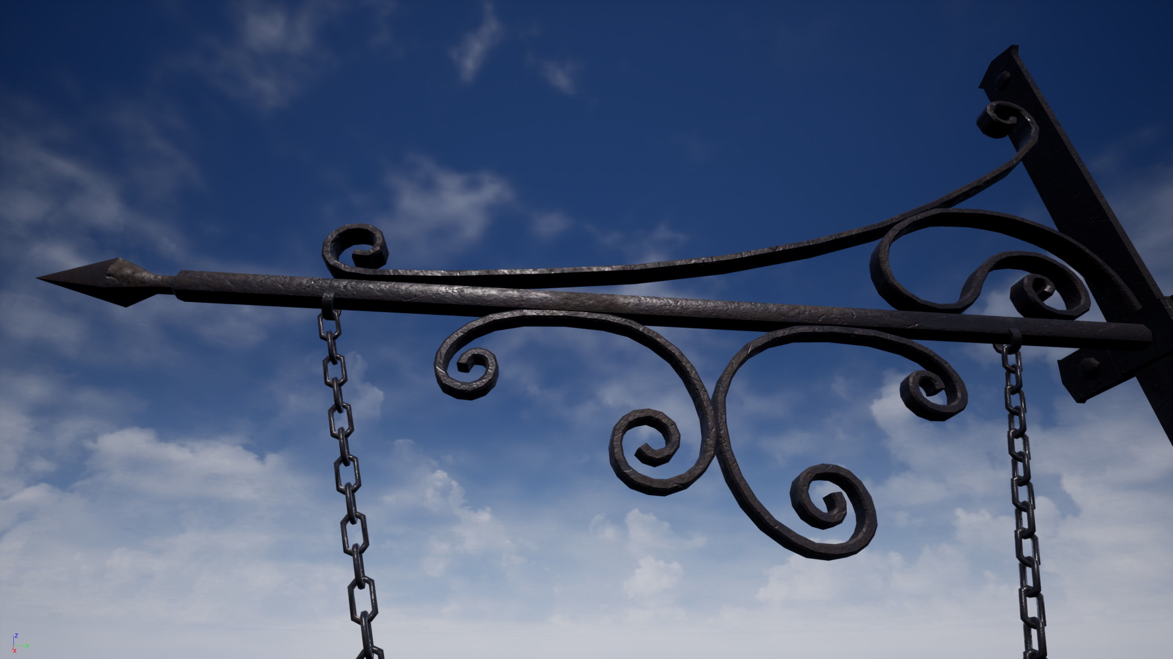 Medieval Tavern Pub Sign Low-poly 3D model_6