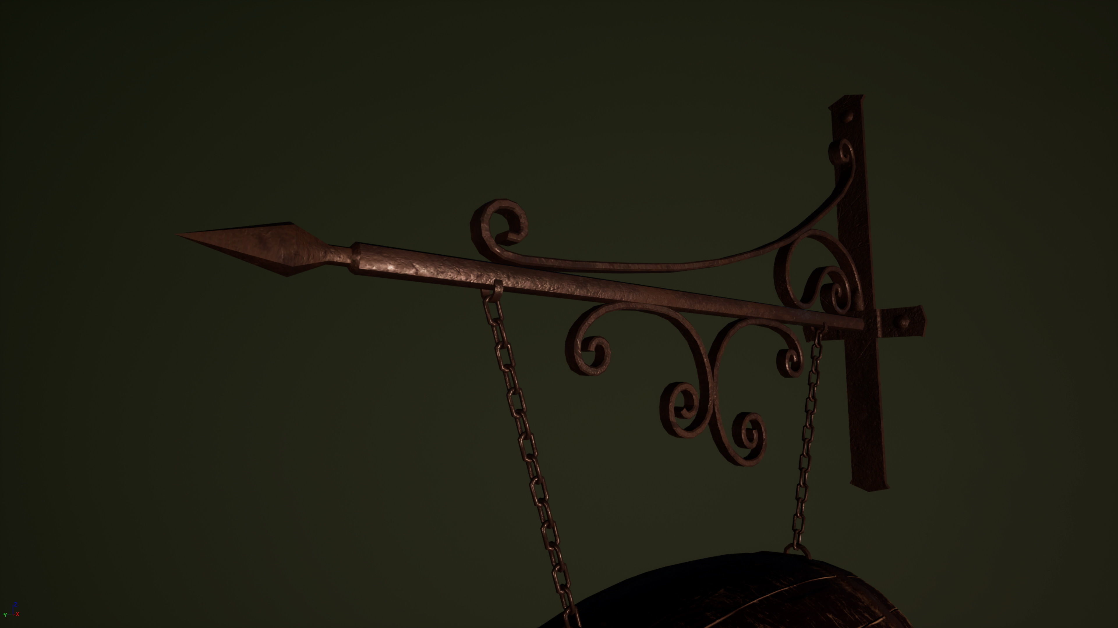 Medieval Tavern Pub Sign Low-poly 3D model_12