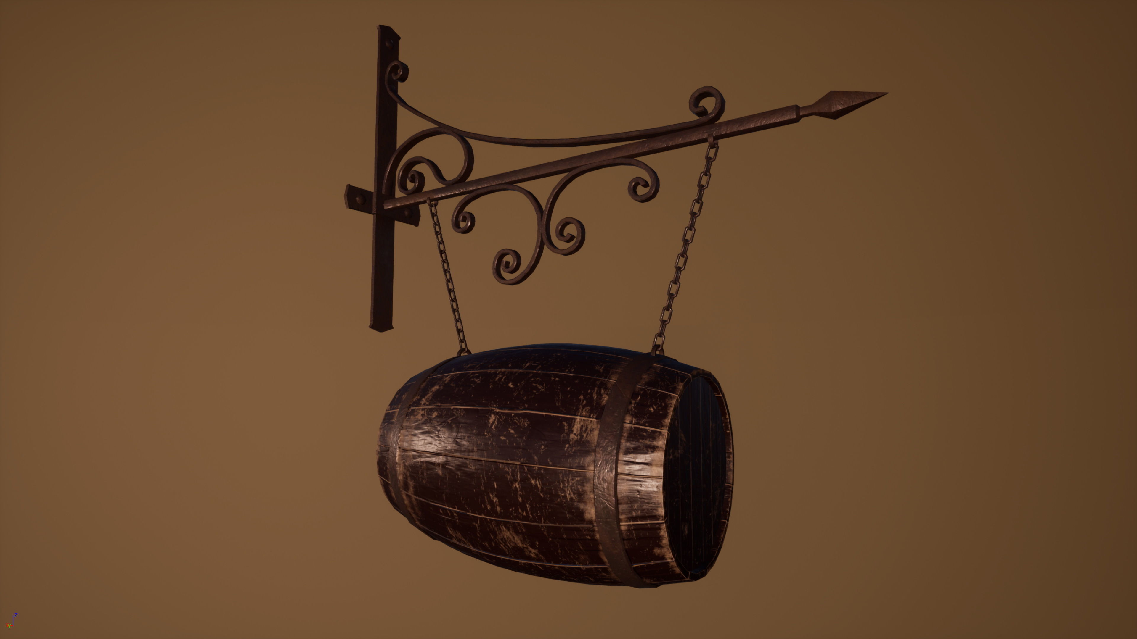 Medieval Tavern Pub Sign Low-poly 3D model_8