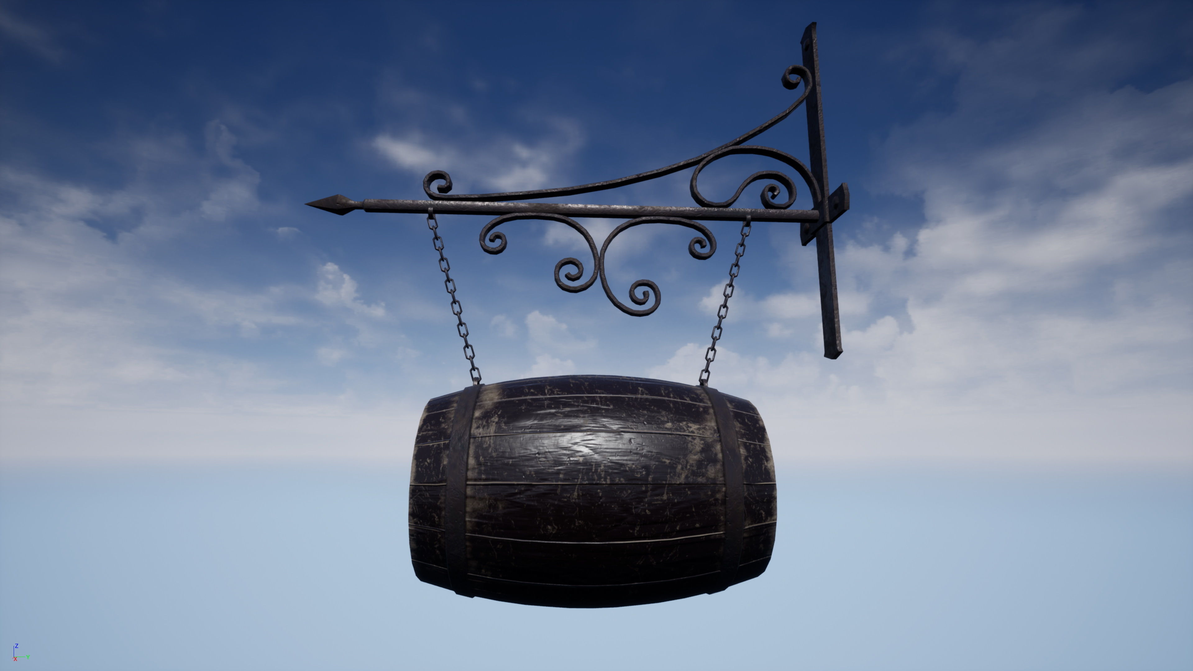 Medieval Tavern Pub Sign Low-poly 3D model_1