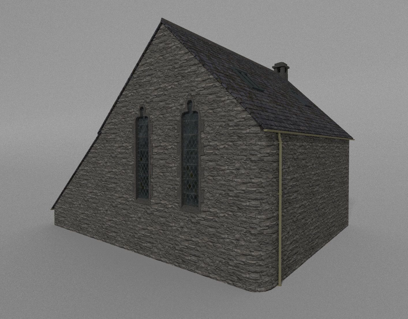 Uk British church Chapel Low-poly 3D model_2