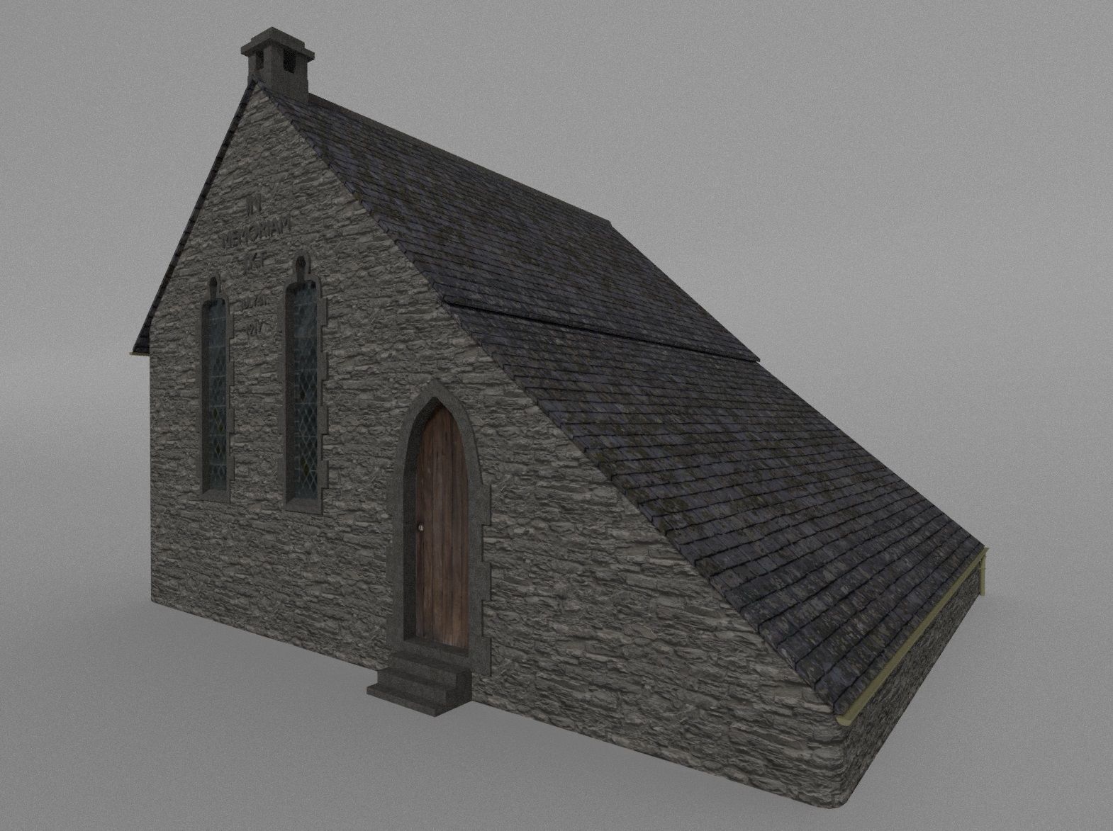 Uk British church Chapel Low-poly 3D model_1