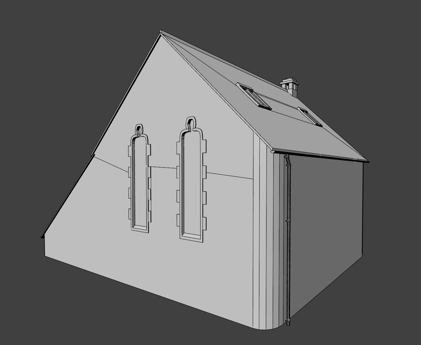 Uk British church Chapel Low-poly 3D model_4