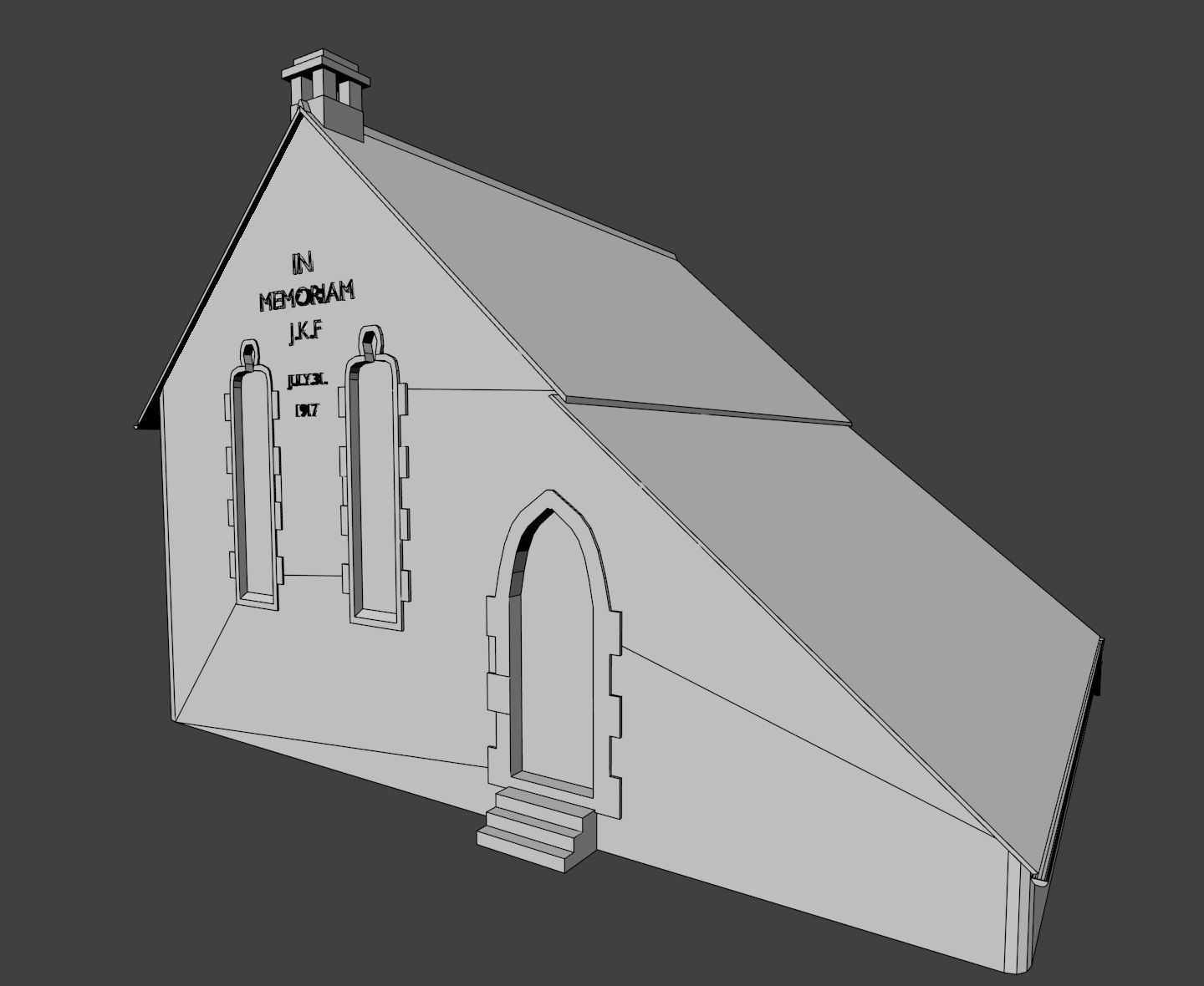 Uk British church Chapel Low-poly 3D model_3