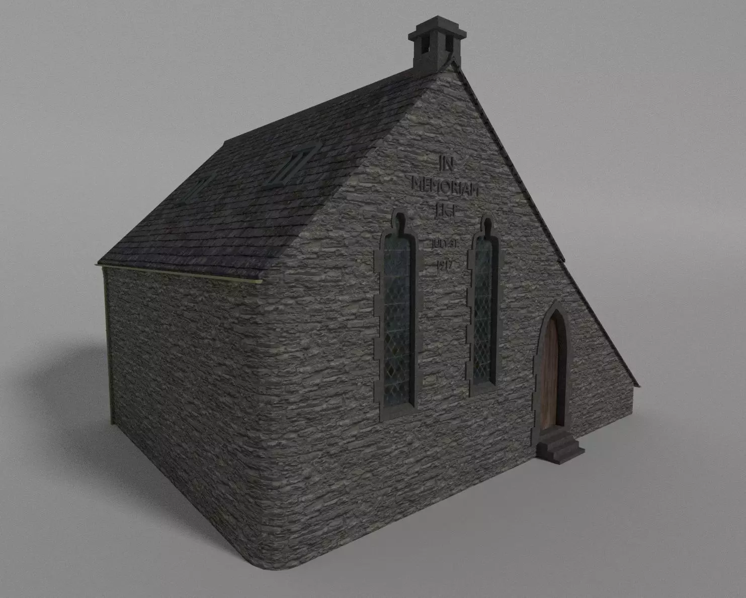 Uk British church Chapel Low-poly 3D model_0