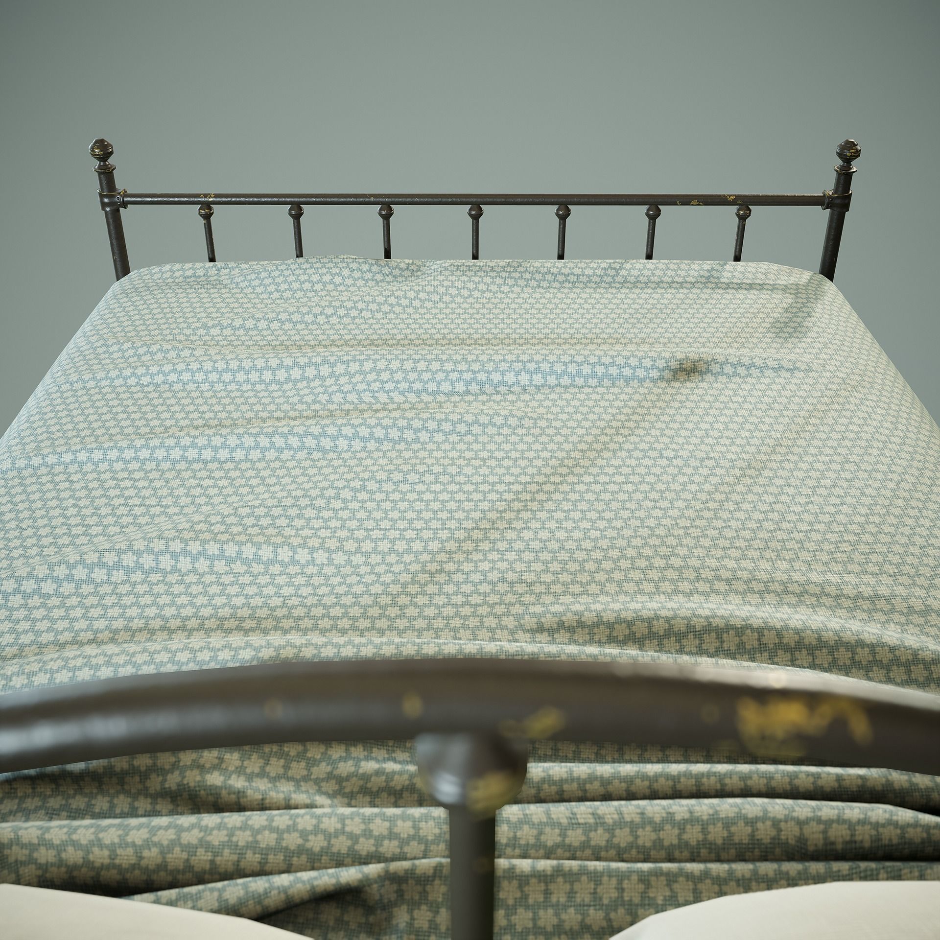 PBR Victorian Metal Bed Low-poly 3D model_8