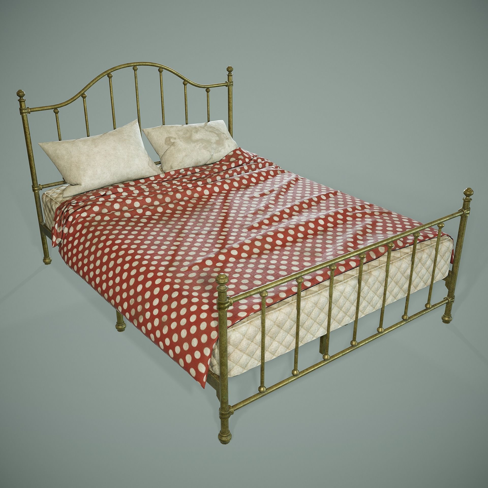 PBR Victorian Metal Bed Low-poly 3D model_9