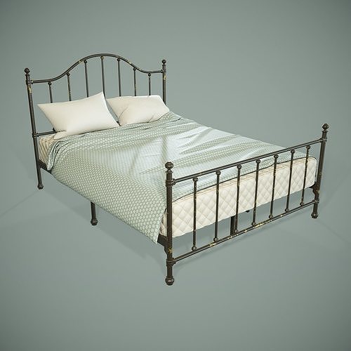 PBR Victorian Metal Bed Low-poly 3D model