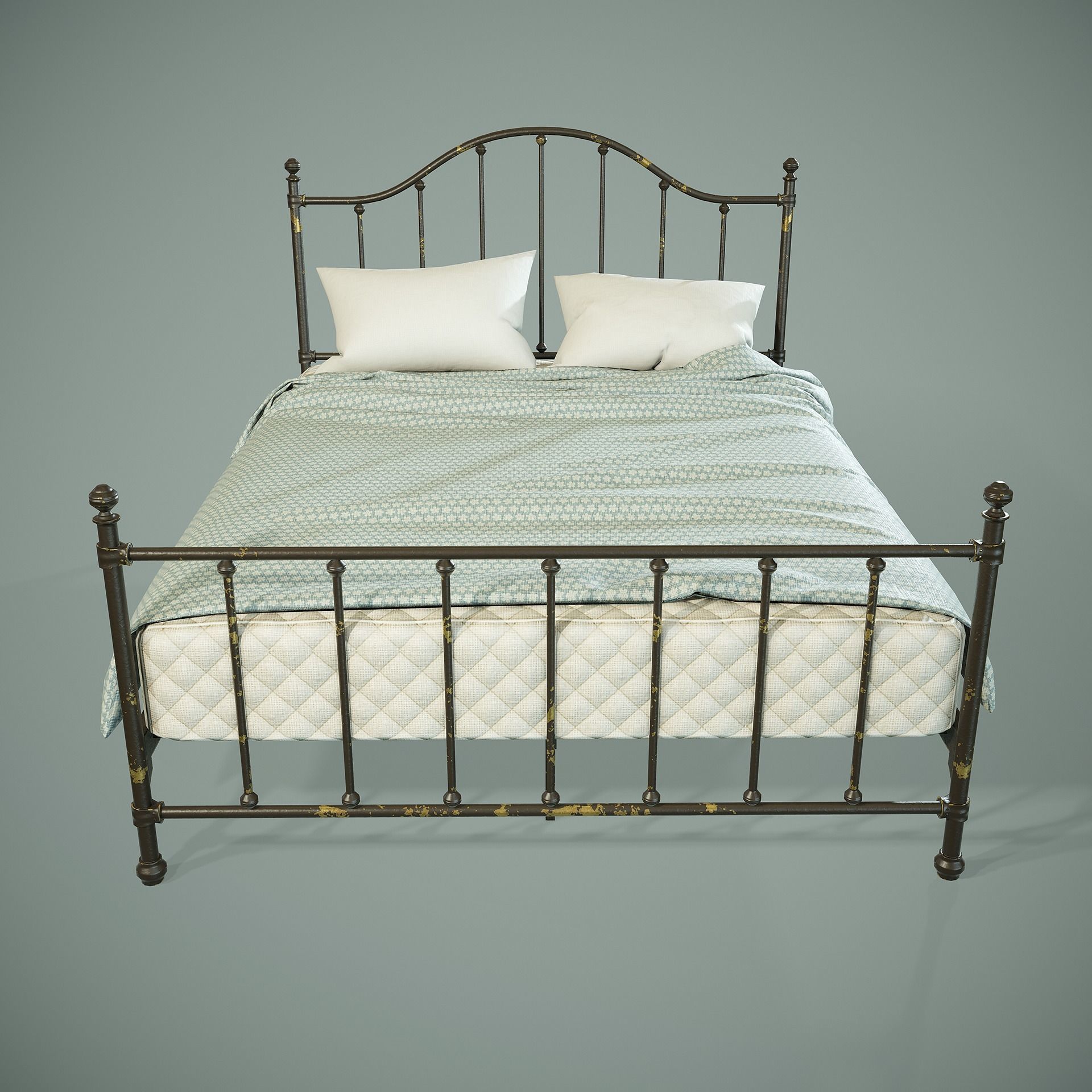 PBR Victorian Metal Bed Low-poly 3D model_2
