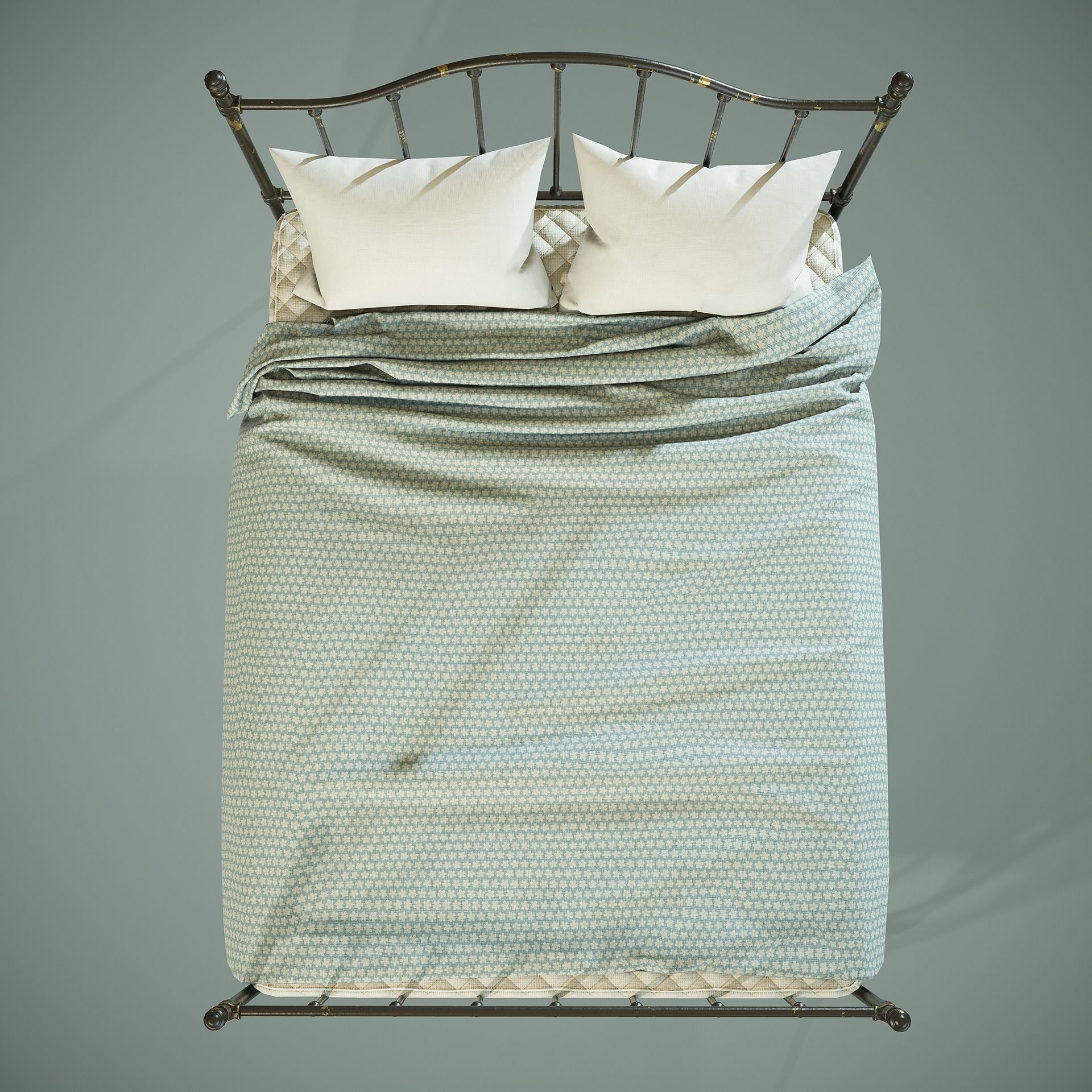 PBR Victorian Metal Bed Low-poly 3D model_7