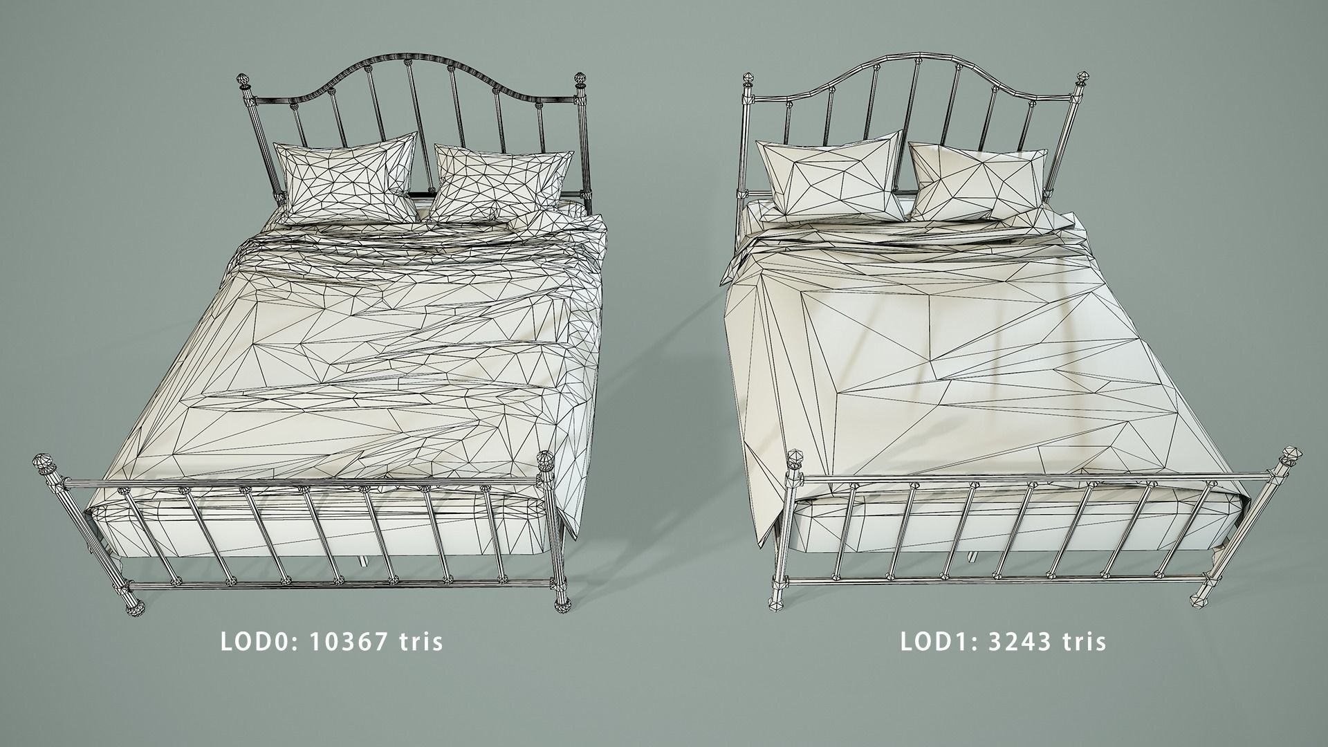 PBR Victorian Metal Bed Low-poly 3D model_10