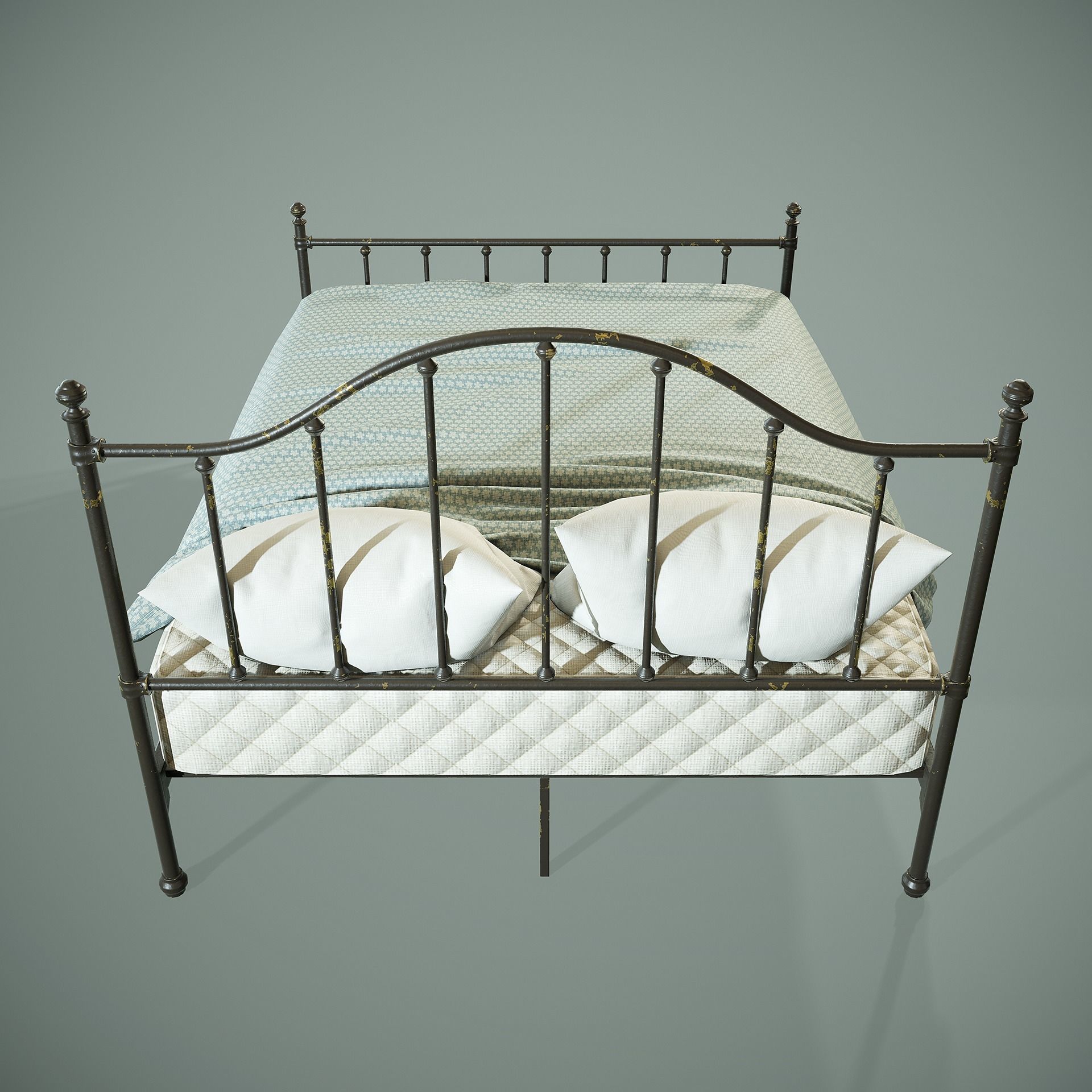 PBR Victorian Metal Bed Low-poly 3D model_5