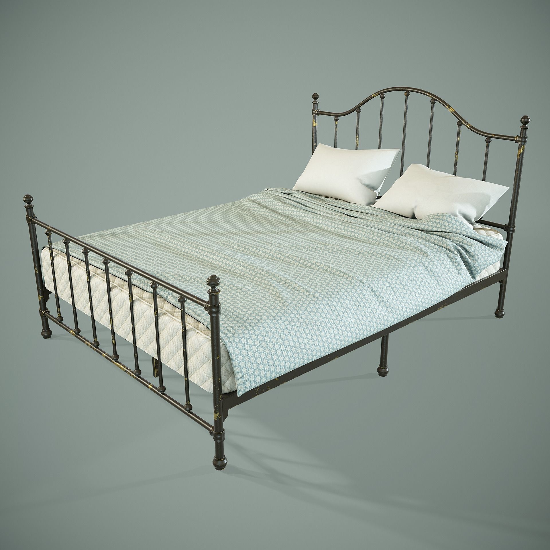 PBR Victorian Metal Bed Low-poly 3D model_3