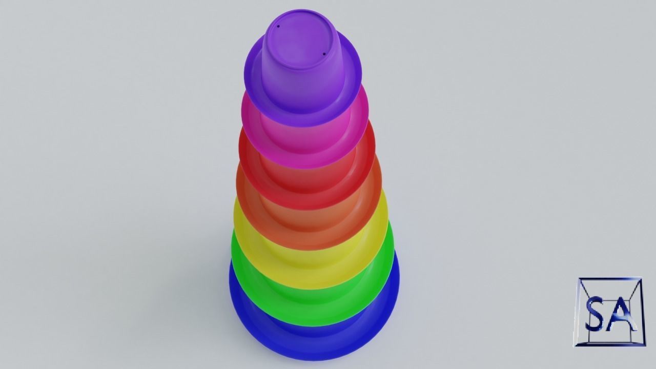 Stack-Nested Cup Tower for Children-Educational Toy 3D print model_5
