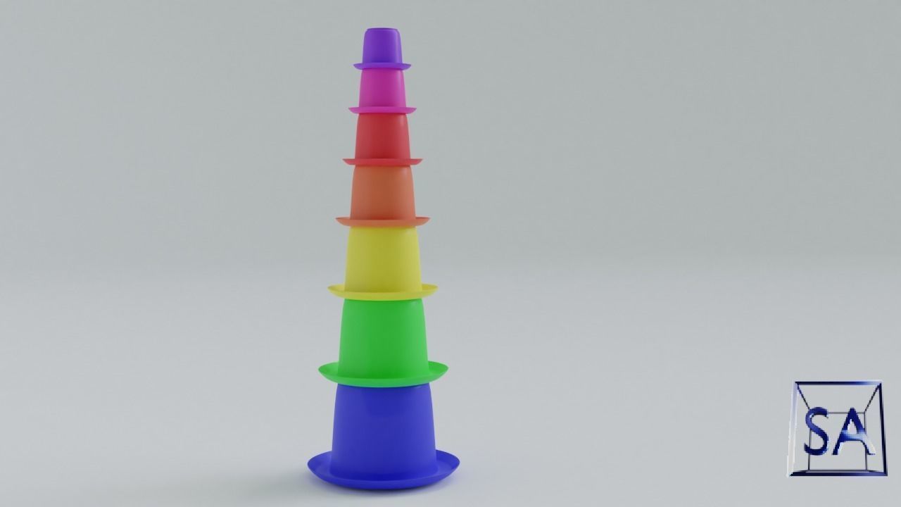 Stack-Nested Cup Tower for Children-Educational Toy 3D print model_11
