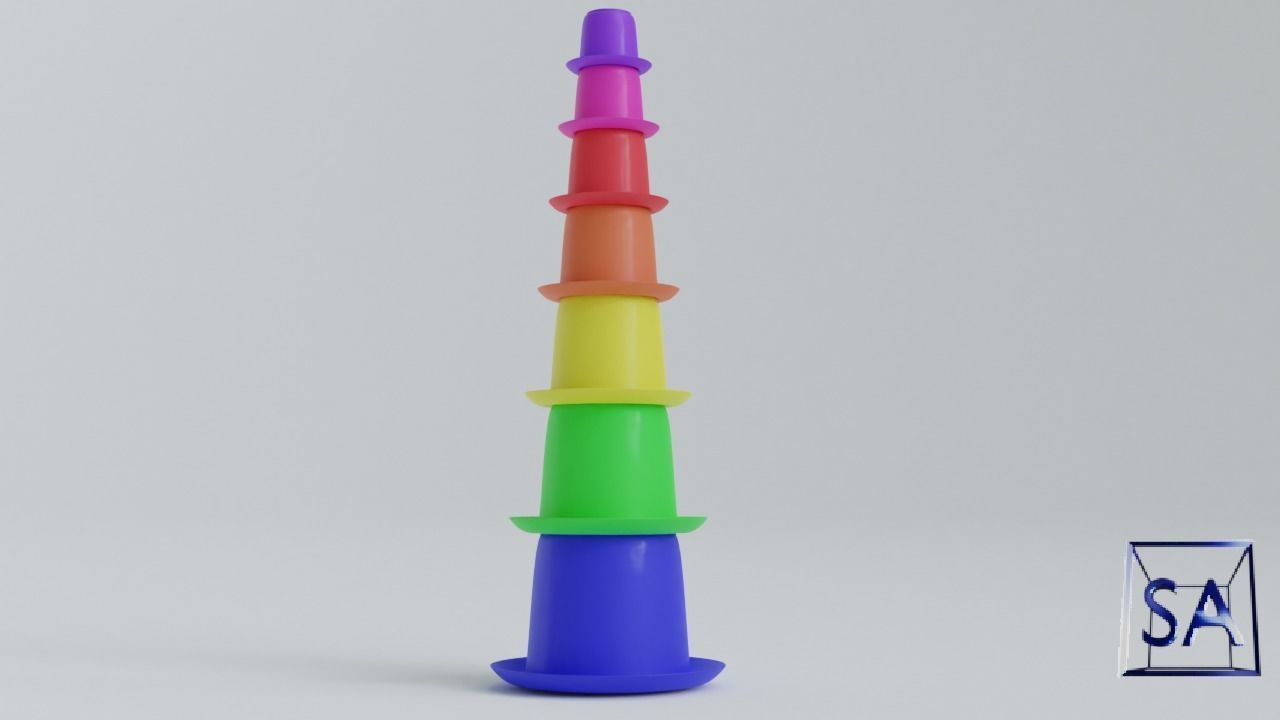 Stack-Nested Cup Tower for Children-Educational Toy 3D print model_9