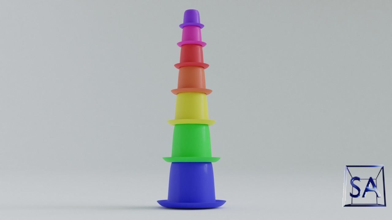 Stack-Nested Cup Tower for Children-Educational Toy 3D print model_4