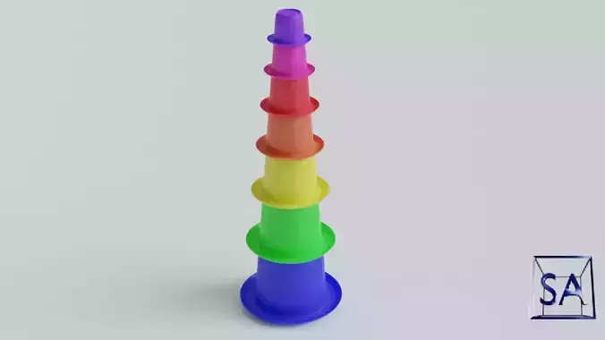 Stack-Nested Cup Tower for Children-Educational Toy 3D print model