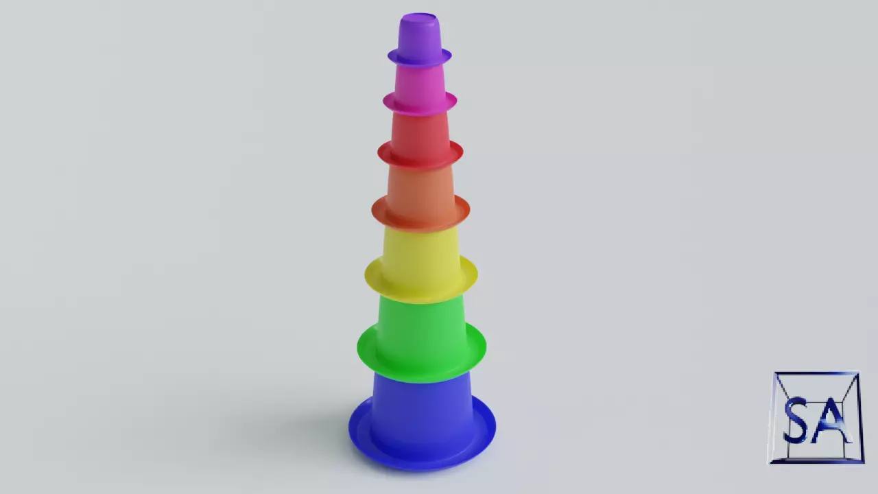 Stack-Nested Cup Tower for Children-Educational Toy 3D print model_0