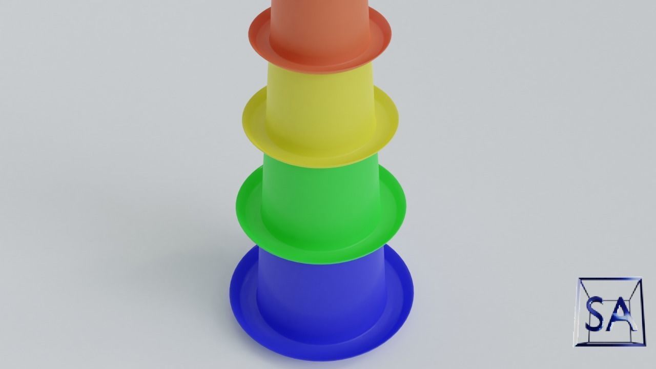 Stack-Nested Cup Tower for Children-Educational Toy 3D print model_7