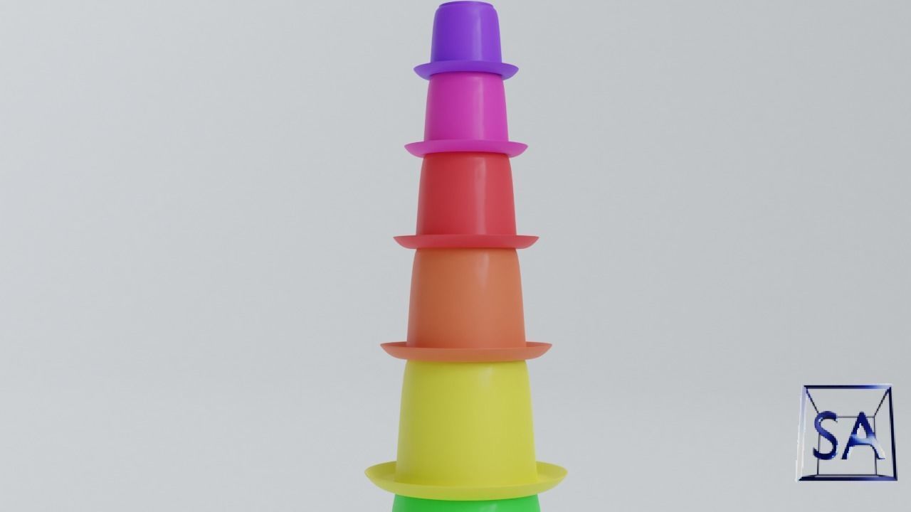 Stack-Nested Cup Tower for Children-Educational Toy 3D print model_10