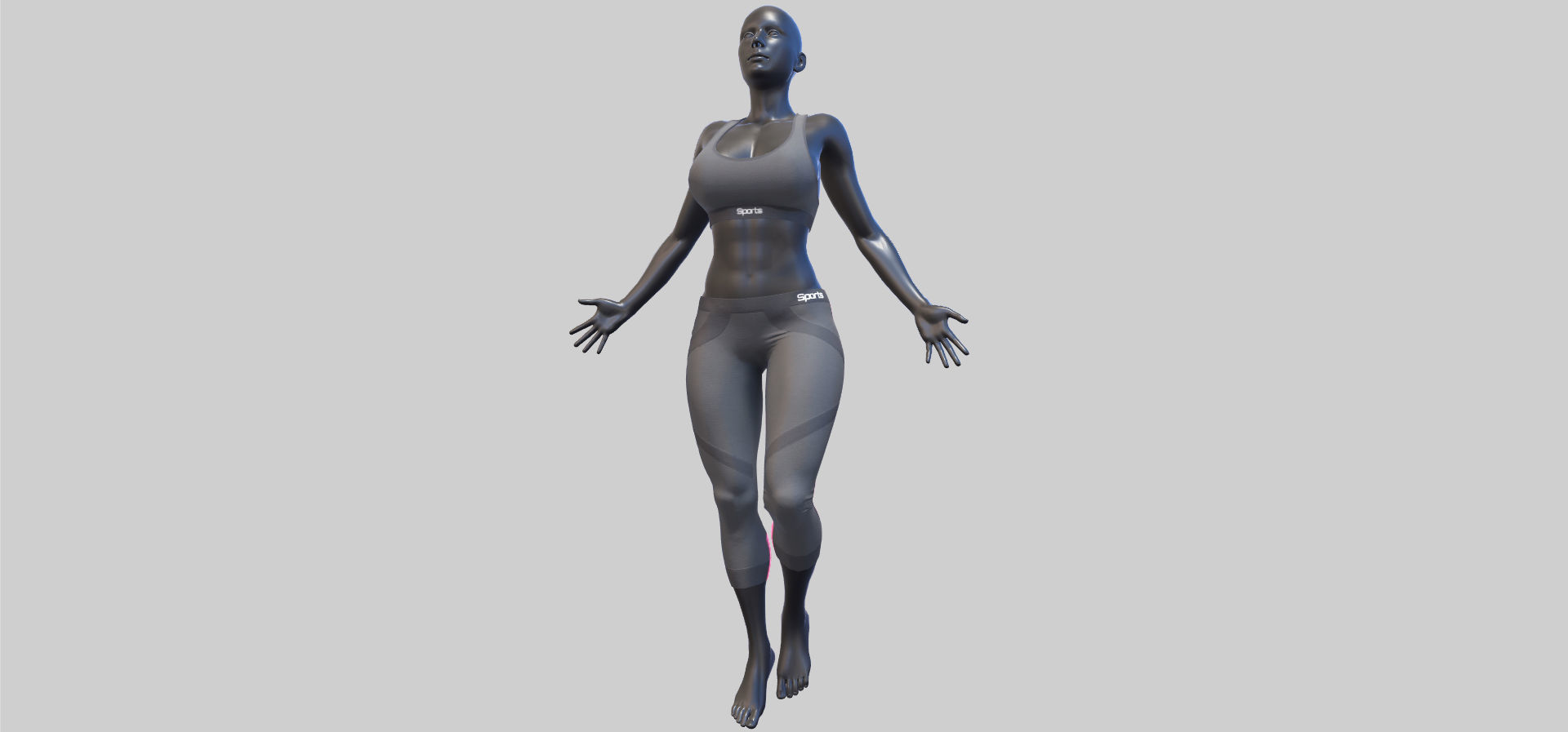 Female Sportswear with mannequin PBR Low-poly 3D model_34