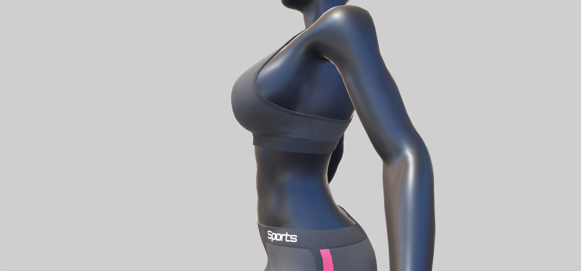 Female Sportswear with mannequin PBR Low-poly 3D model_26
