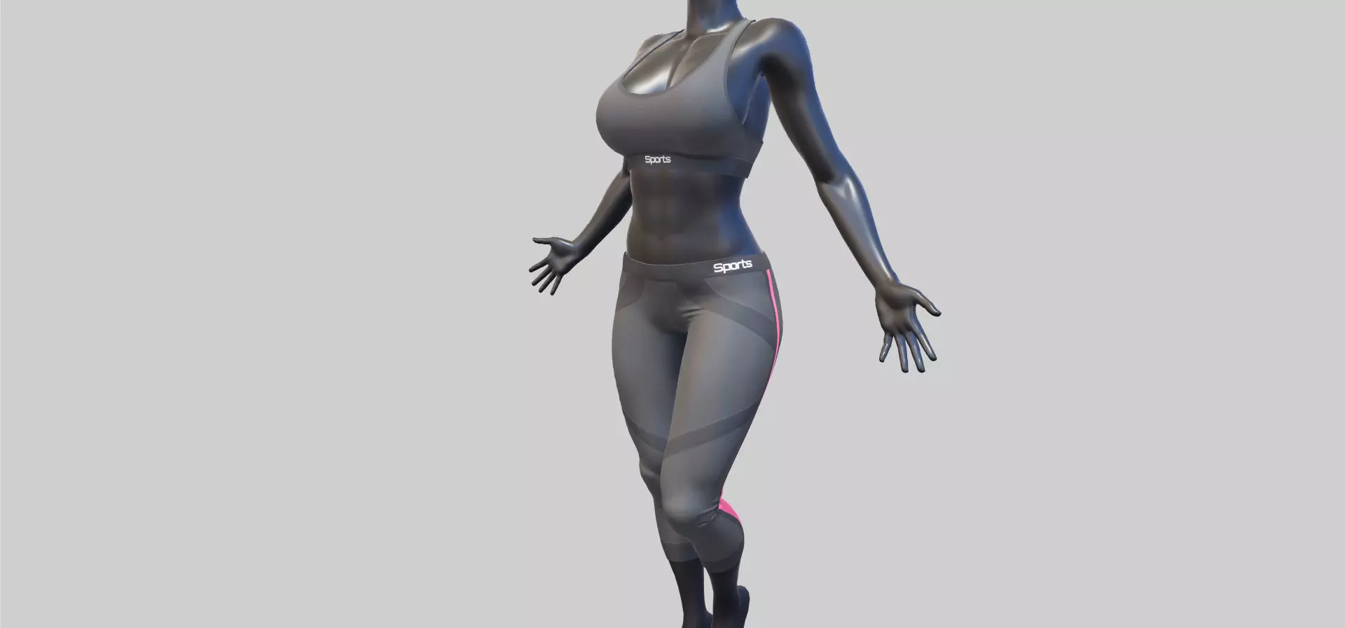 Female Sportswear with mannequin PBR Low-poly 3D model_0