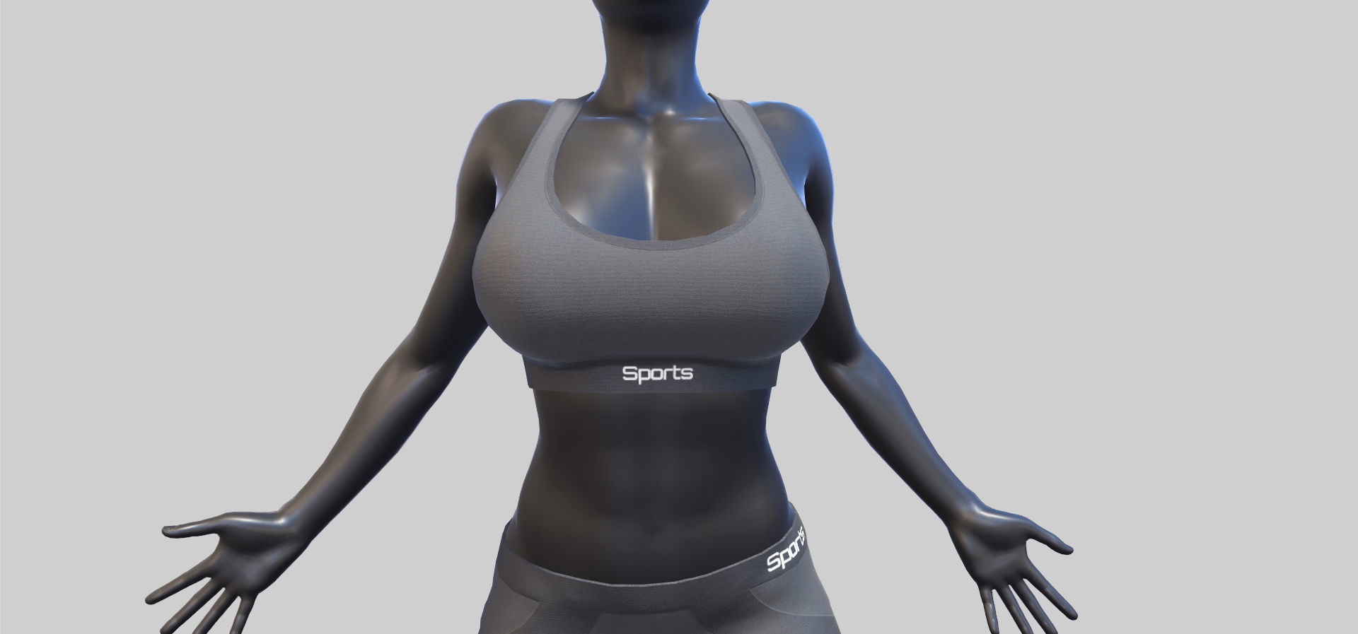 Female Sportswear with mannequin PBR Low-poly 3D model_23