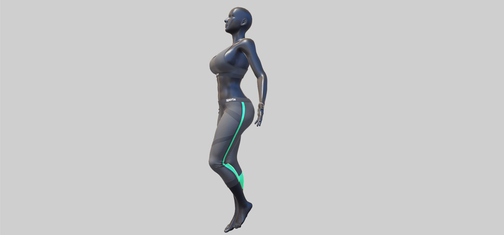 Female Sportswear with mannequin PBR Low-poly 3D model_32