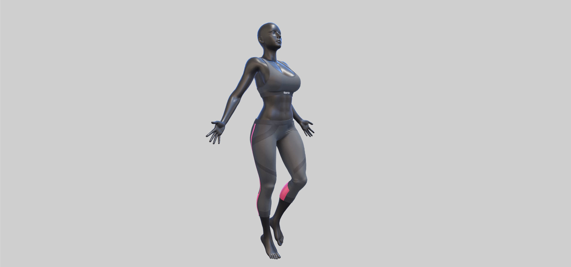 Female Sportswear with mannequin PBR Low-poly 3D model_16