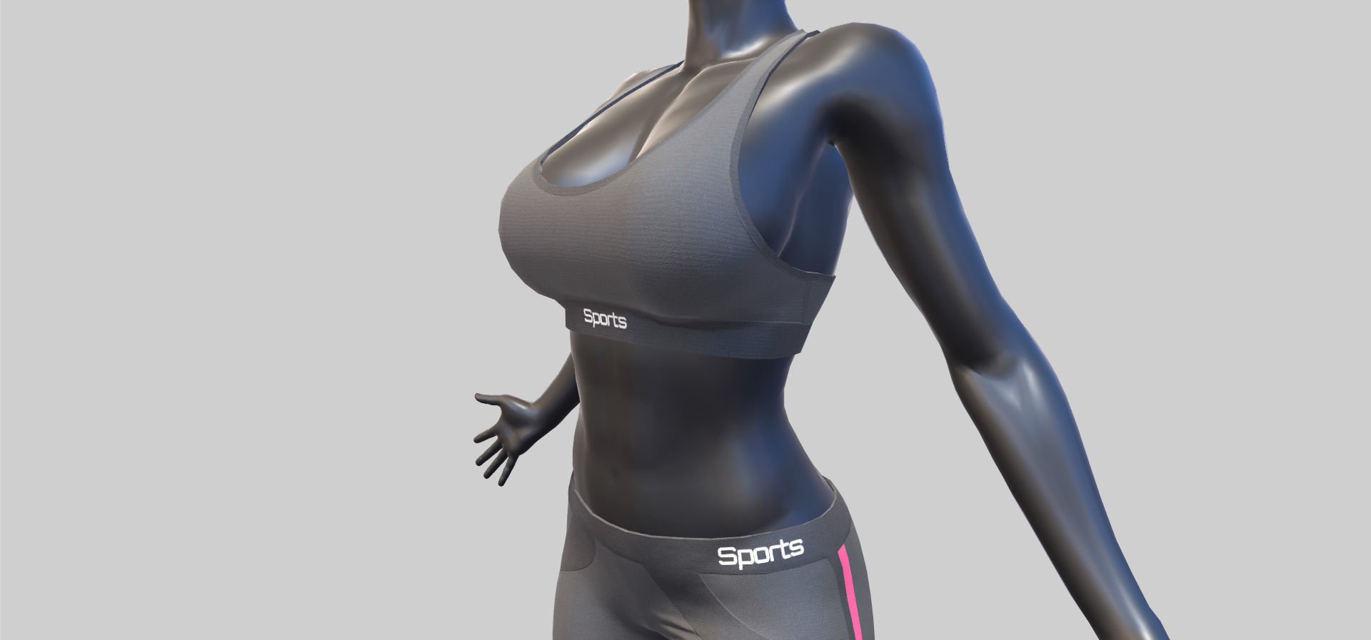 Female Sportswear with mannequin PBR Low-poly 3D model_24