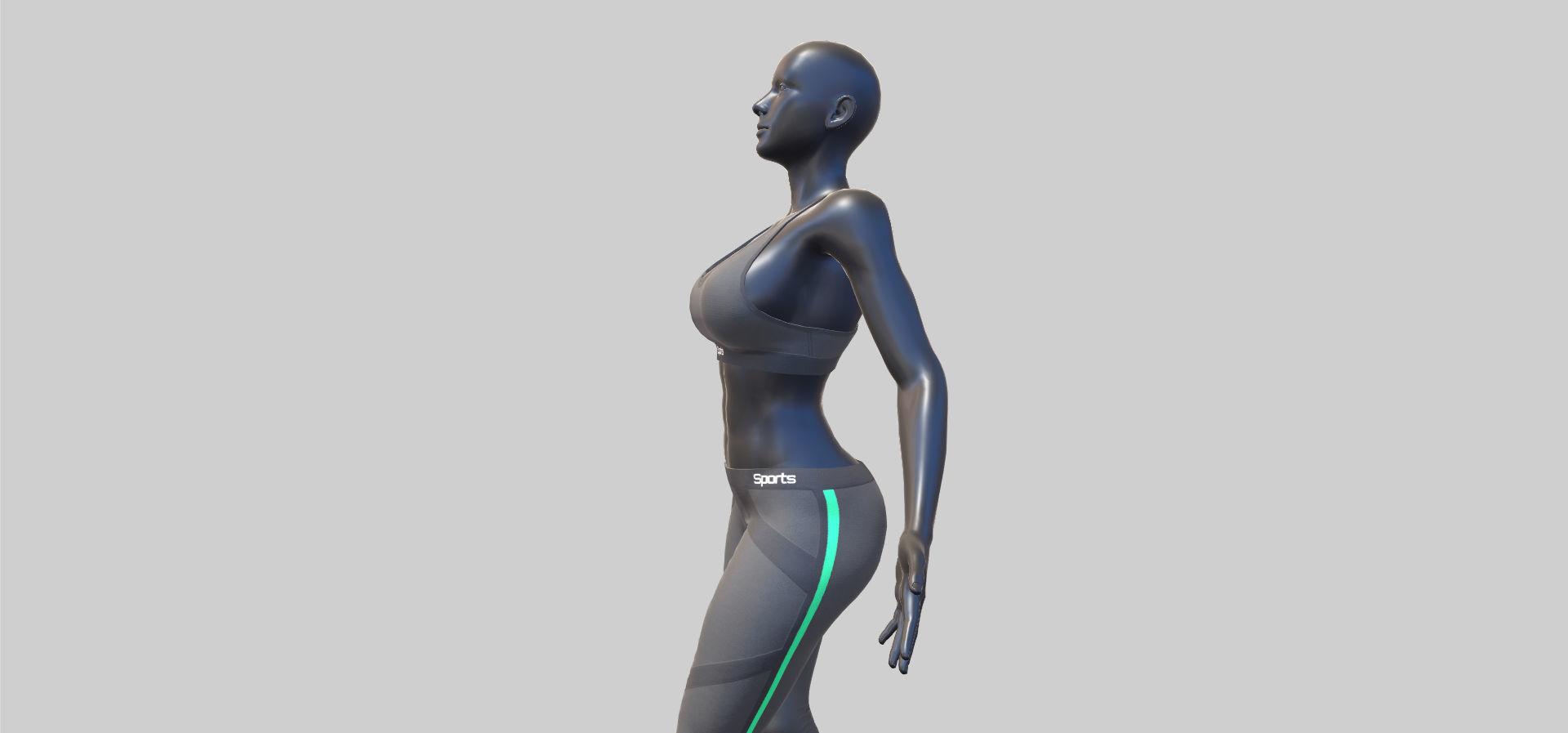 Female Sportswear with mannequin PBR Low-poly 3D model_31
