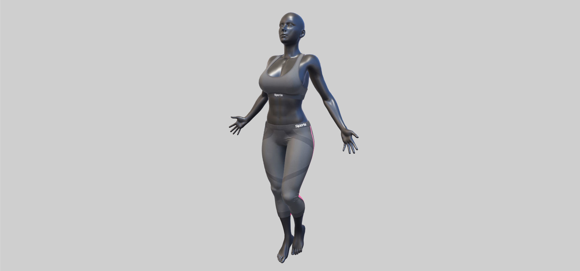 Female Sportswear with mannequin PBR Low-poly 3D model_9