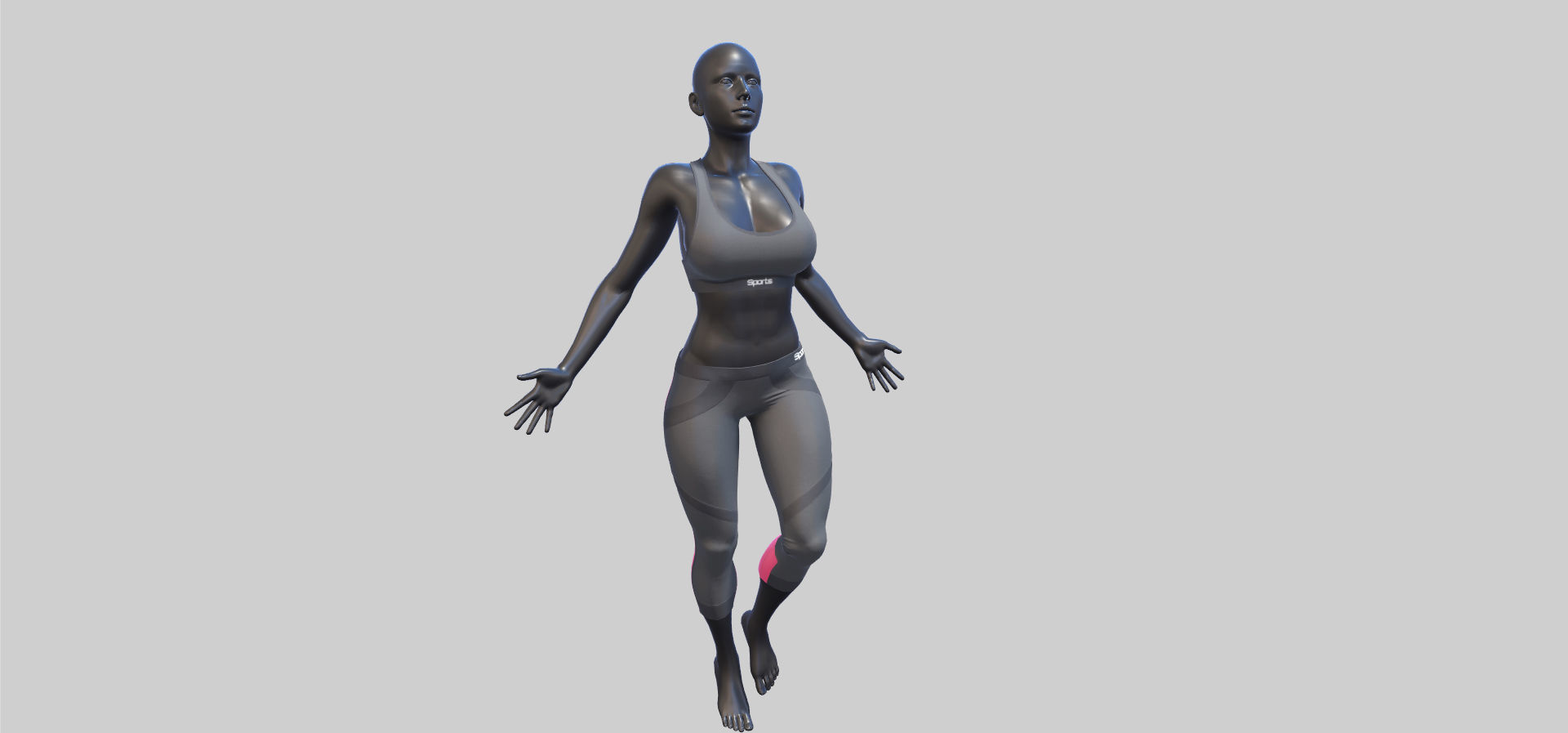 Female Sportswear with mannequin PBR Low-poly 3D model_8