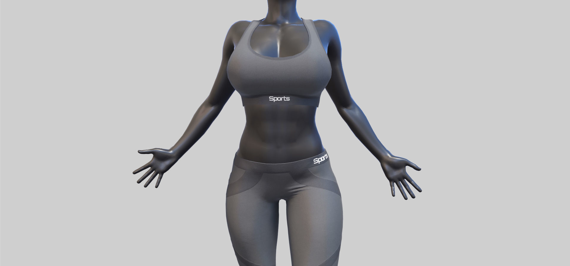 Female Sportswear with mannequin PBR Low-poly 3D model_7