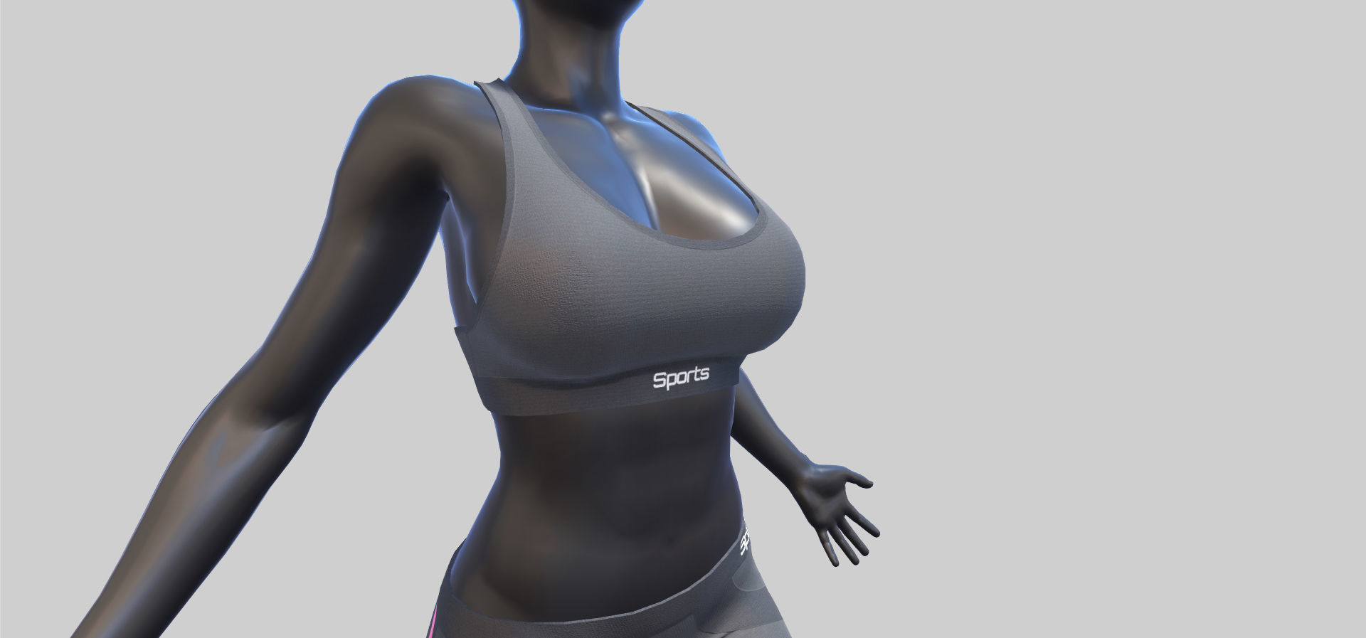 Female Sportswear with mannequin PBR Low-poly 3D model_22