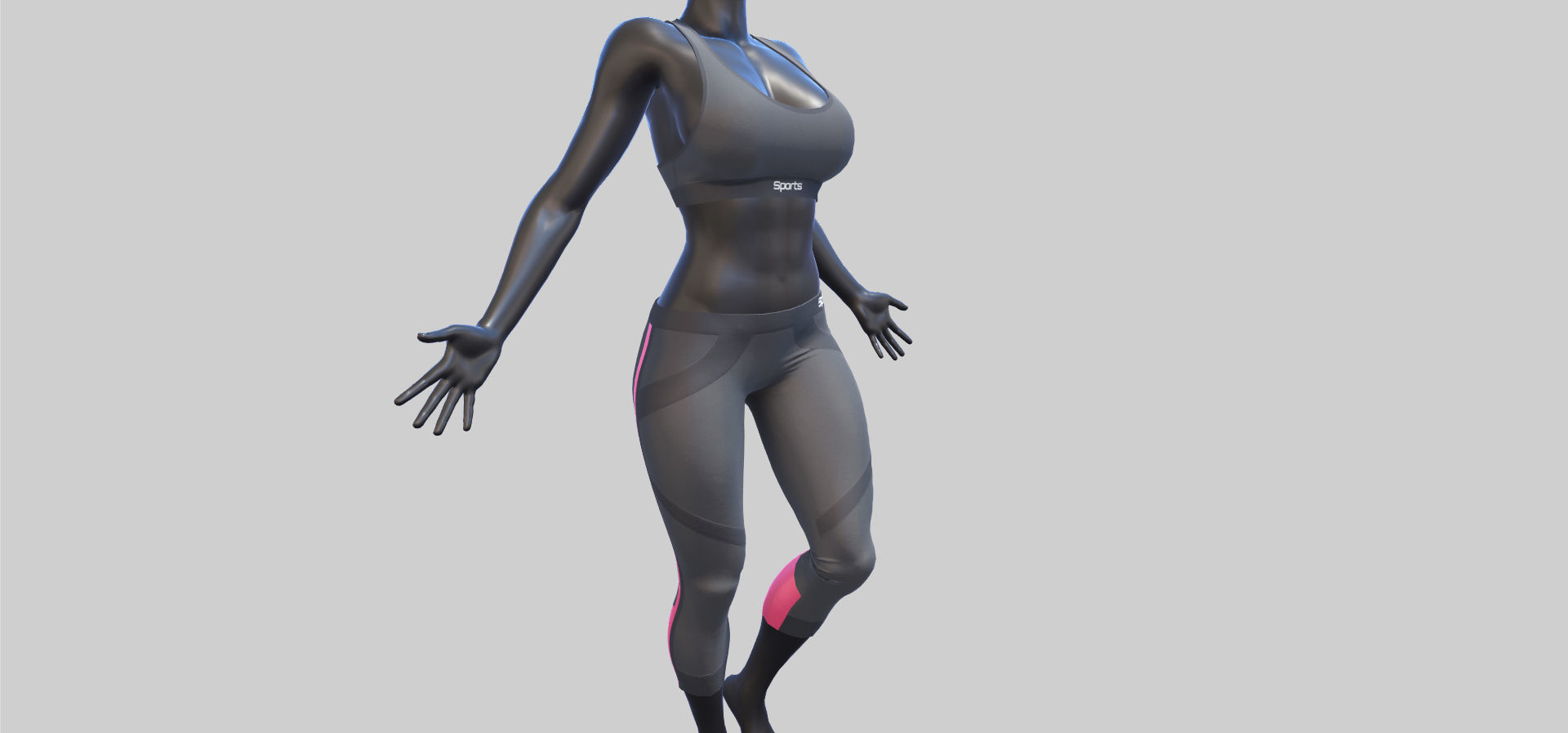 Female Sportswear with mannequin PBR Low-poly 3D model_17