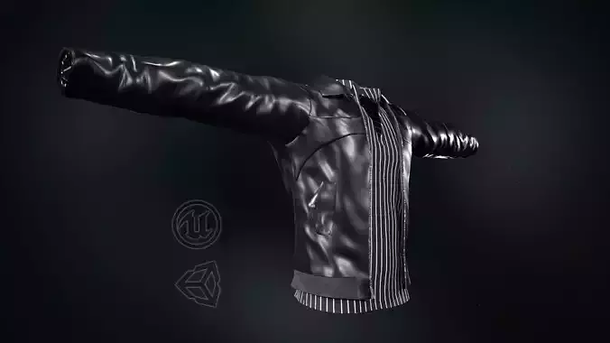 Men Leather Jacket And Shirt Low-poly 3D model