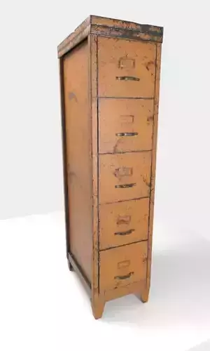 Long Steel Yellow Cabinet