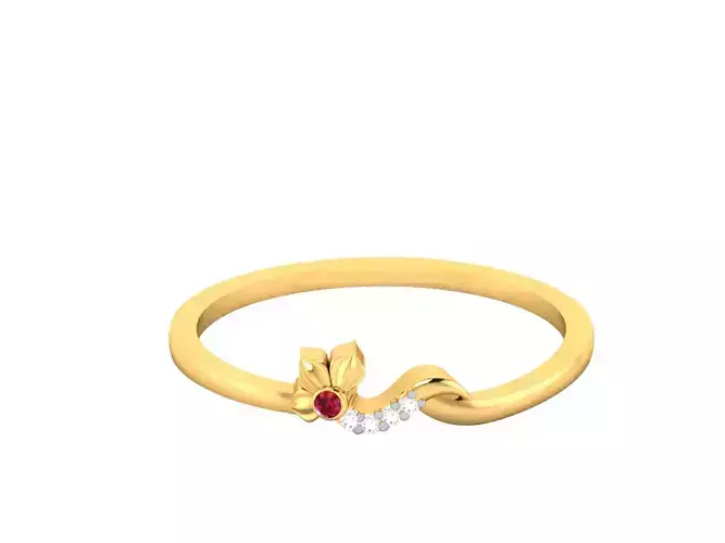Women Flower  Band Ring 3dm render detail