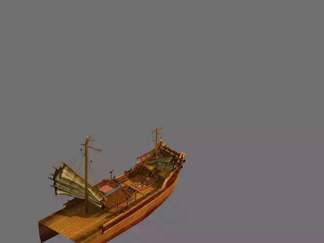 ampanula Island scene - a large wooden boat 02 01
