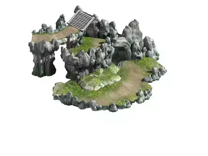 ampanula Island scene - mountain stone road 02 01