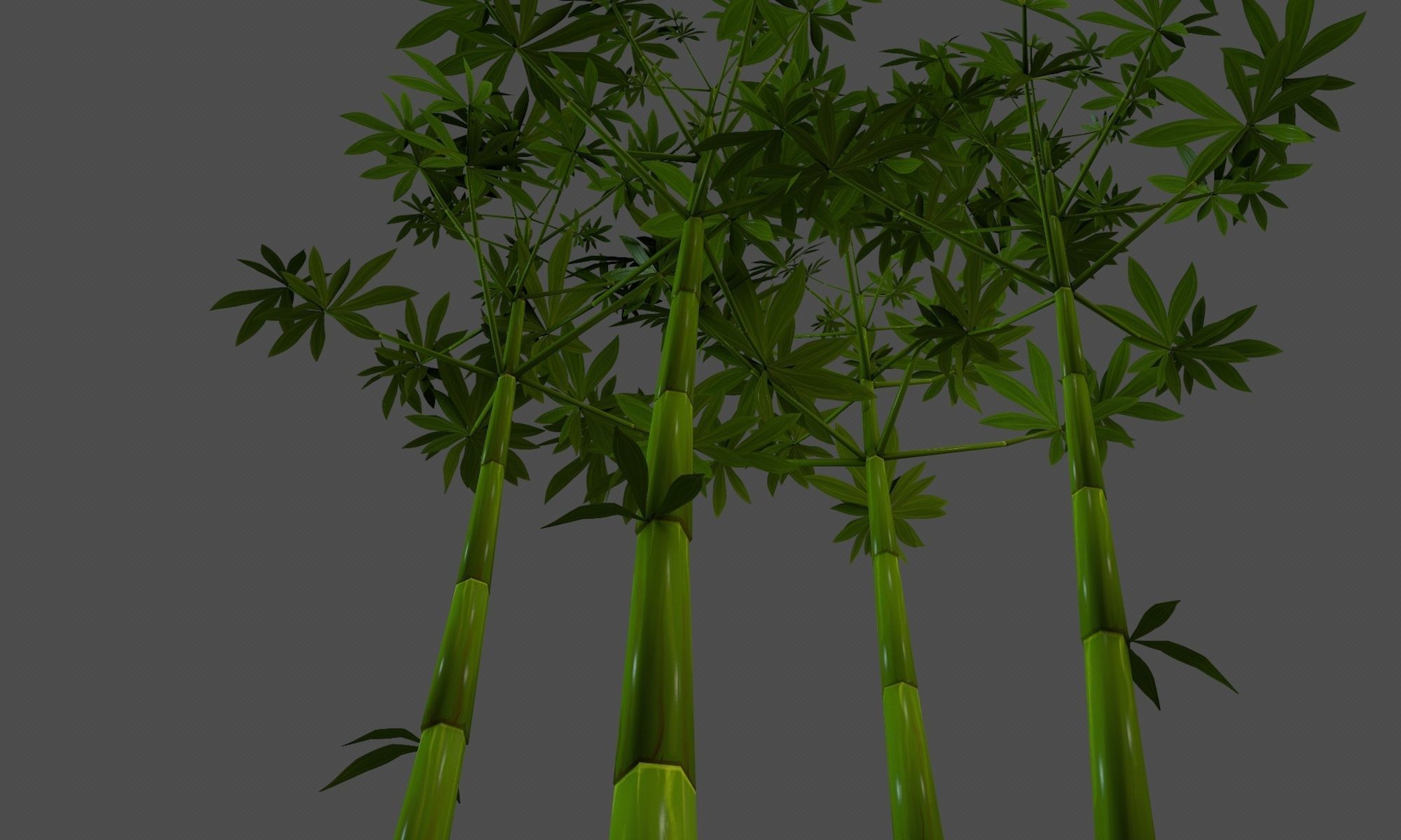 Low poly hand painted bamboo grove in cartoon style Low-poly 3D model_6