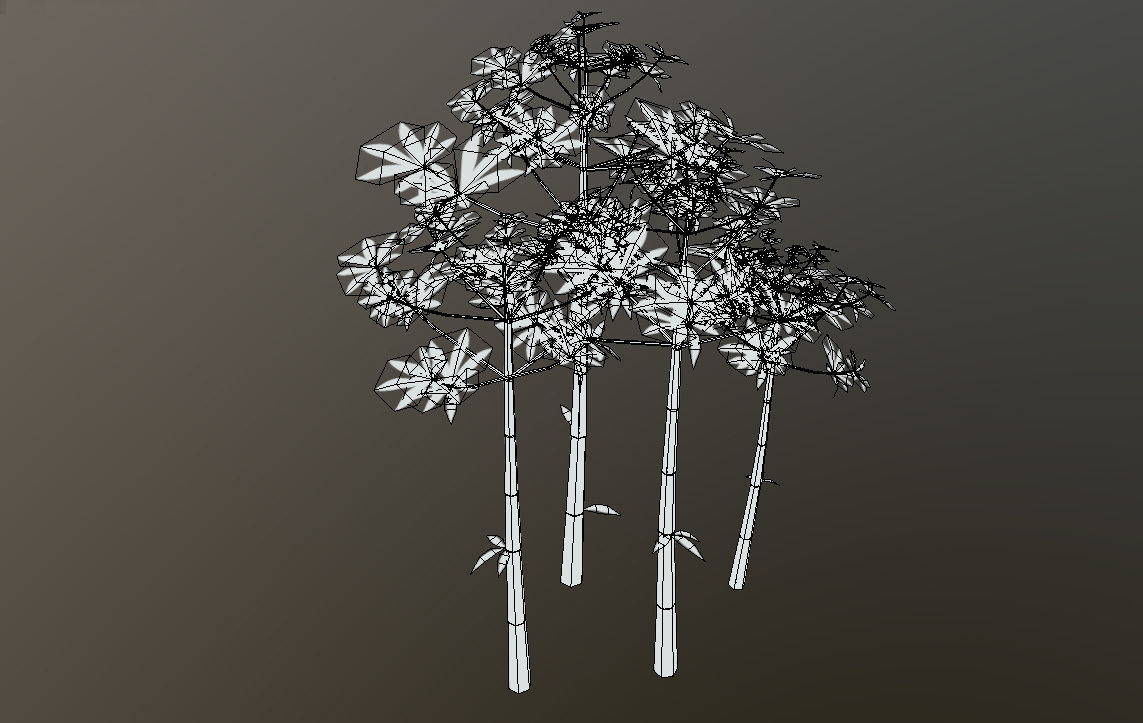 Low poly hand painted bamboo grove in cartoon style Low-poly 3D model_9